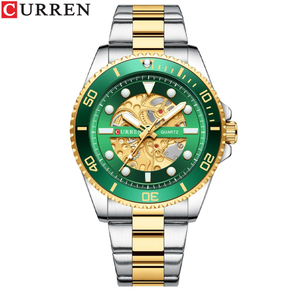 CURREN Watch för män Luminous Quartz Armbandsur Top Brand Luxury 2021 Big Rostfritt stål Reloj Hombre green