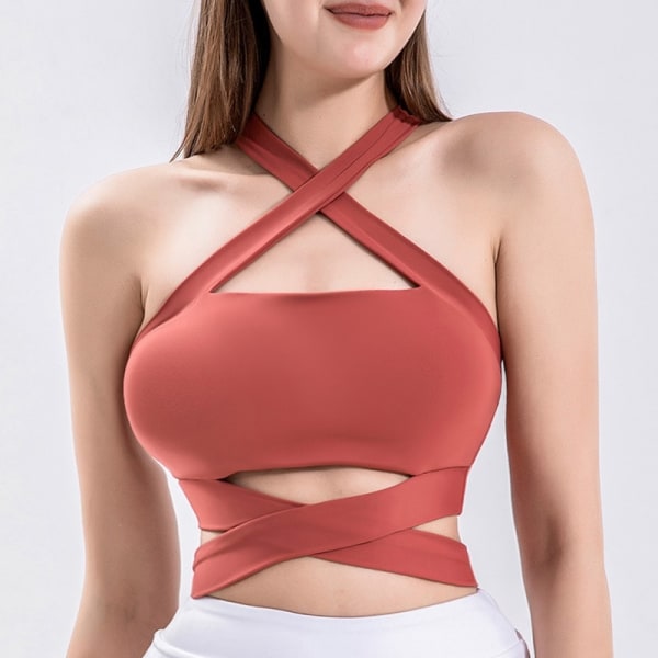 Cloud Hide Dam Sport-BH Gym Fitness Underkläder Camis Sexiga Strappy Yoga Crop Top BHar Hemlöparväst Gym Shirt Sportkläder Red Deep M