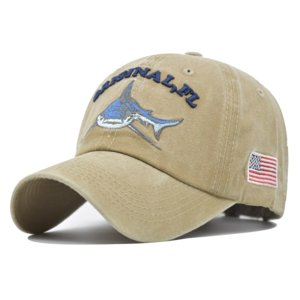 Tvättad cap Shark Hat 3D-broderade alfabetet baseballkepsar för män och kvinnor American Flag Cap Blue Adjustable