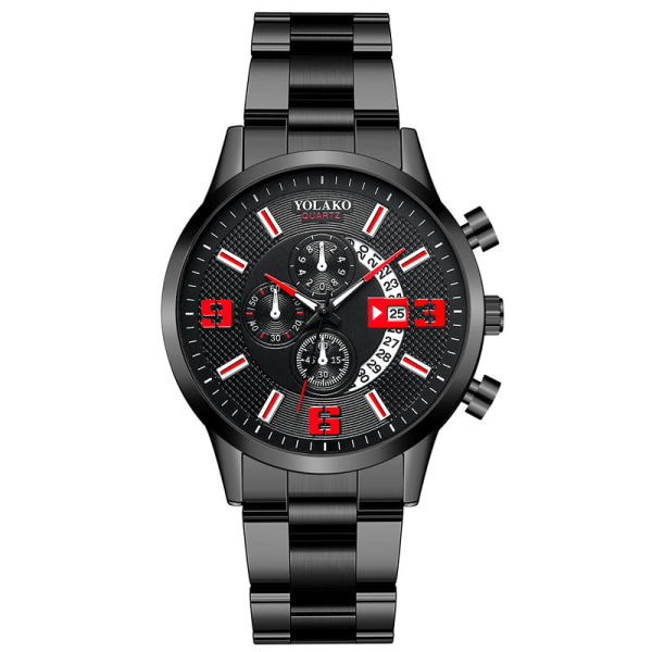 Herrmode watch med stålrem - Watch SilverWithBlackFaceAndBlueLettering