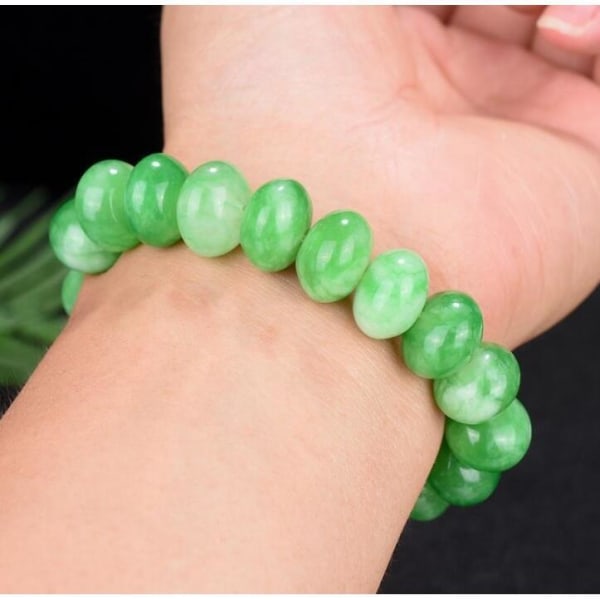 Äkta Naturligt Jade Armband Män Emerald Jades Sten Elastiska Pärlor Armband Jadeit Armband För Modesmycken för Herr 16mm