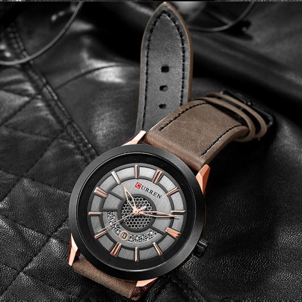 Relogio Homem 2021 Herrklockor CURREN Mode Watch Casual Calendar Armbandsur Läderklocka Man Analog Quartz Watch black box