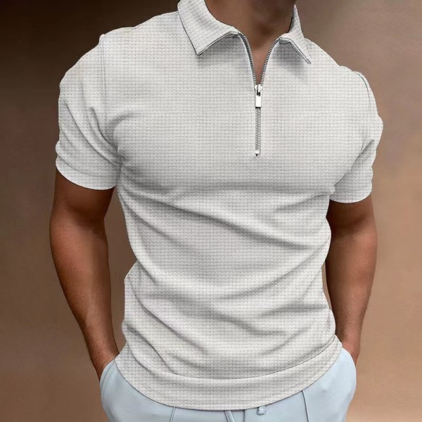 Pikétröja med dragkedja Rutig färgmatchande herrskjorta White 1 S