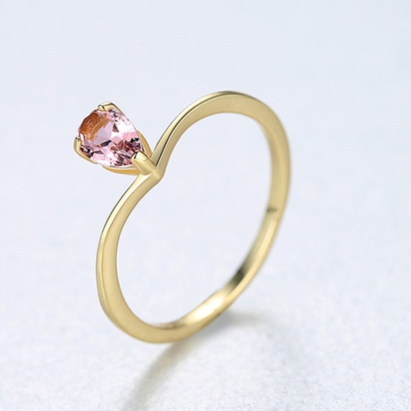 S925 Sterling Silver Ring med Lab Skapad ädelsten Pink Color Treasure 9