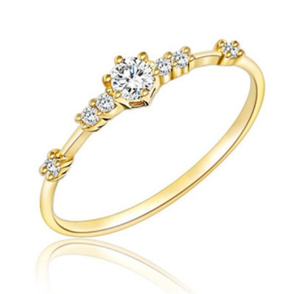 Japansk Agete-stil damring Utsökt konstellationsring 7 liten diamant kopparplätering Sterling Silver 14K gult guld Yellow US SIZE 9