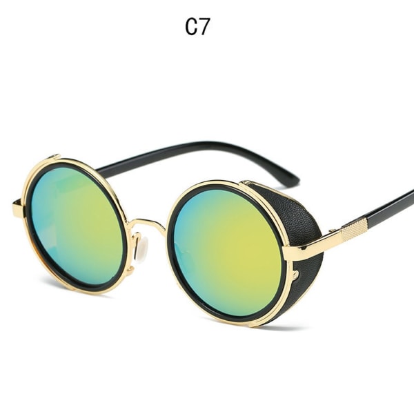 2023 Mode Vintage Runda SteamPunk Flip Up Solglasögon Klassiska Dubbellagers Clamshell Design Solglasögon Oculos De Sol GoldGold