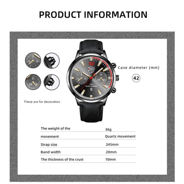 Herr Sport Mode Klockor Lyx Herr Business Rostfritt stål Quartz Watch Man Casual Luminous Clock LeatherSilverBlack