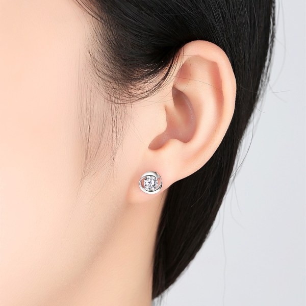 Söta Stud örhängen för kvinnor Enkel Rose Flower CZ Stone Äkta 925 Sterling Silver Smycken Örhänge Partihandel White