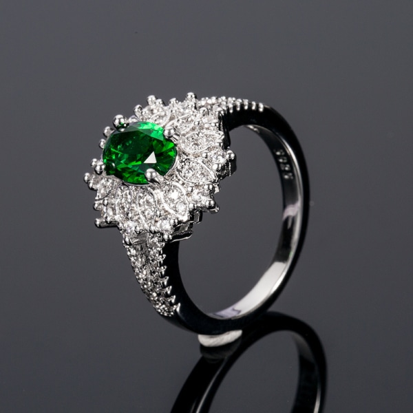 Blomformad Emerald Zircon Ring Hona Green 10