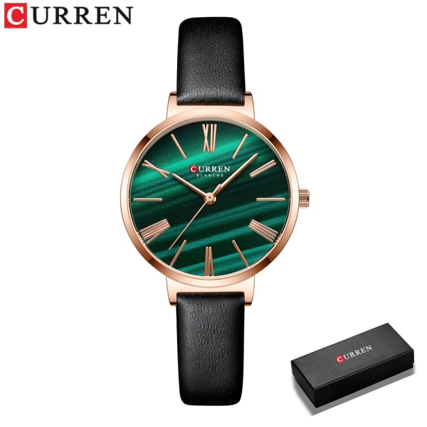 CURREN Japanese Movement Dam Quartz Watch Mode 30M Vattentät Enkel Urtavla Läderrem Damklockor red box