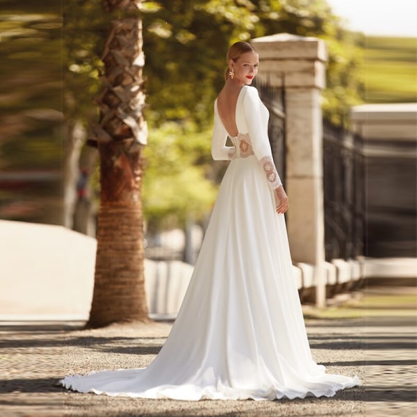 I OD Elegant Princess V-ringad Bröllopsklänning 2023 Pastrol Spets Applikation Brudklänning Mode Öppen RyggVestidos De Novia For Women Custom Made 6