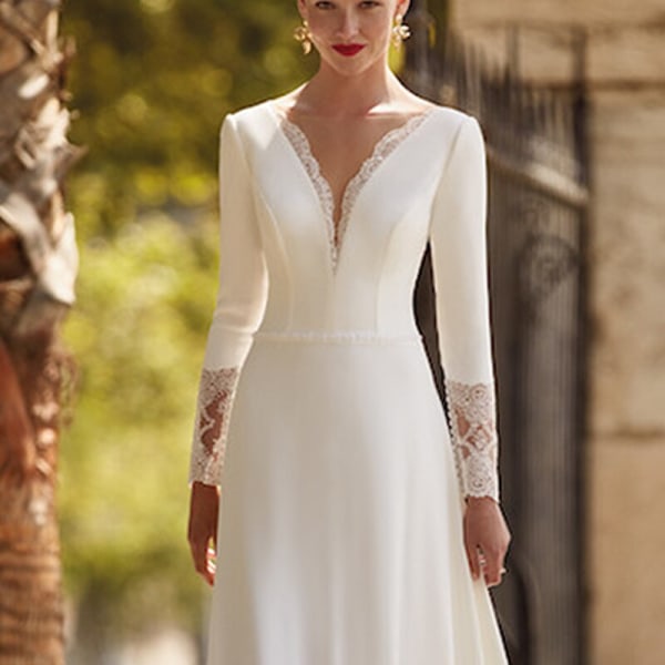 I OD Elegant Princess V-ringad Bröllopsklänning 2023 Pastrol Spets Applikation Brudklänning Mode Öppen RyggVestidos De Novia For Women Custom Made 6