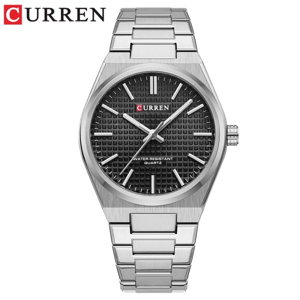 CURREN Watch för män Enkelt lysande handmode Lyxmärke Quartz Watch Casual Rostfritt stål Vattentät armbandsur silver black