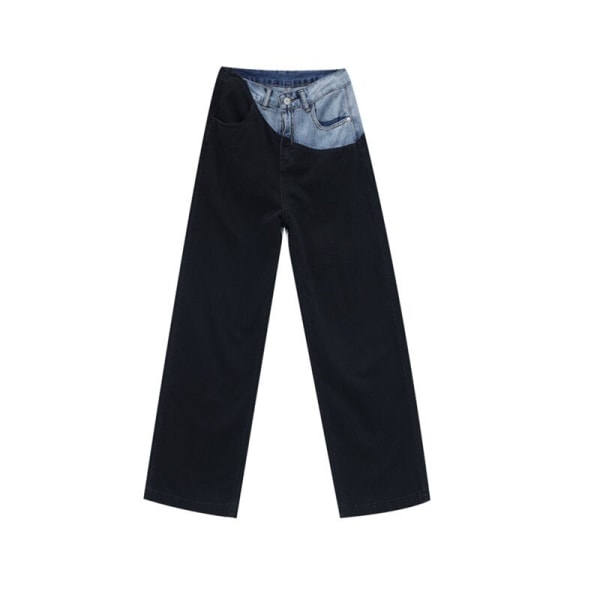 FINORD Höst Vinter Jeans med hög midja vid ben vintage svarta lösa jeans Punk Streetwear Coolaste Easymatch jeansbyxor Black XL