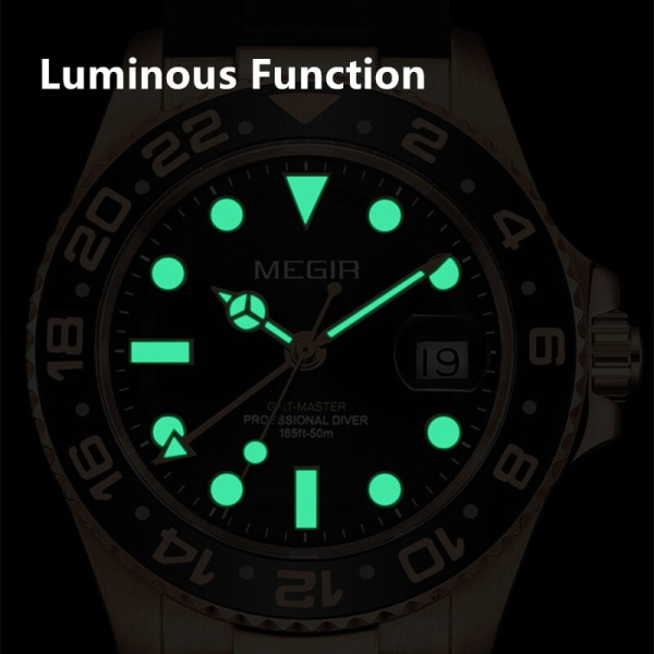 MEGIR Mode Sport Watch för män Armbandsur Lyx Toppmärke Casual Chronograph Calendar Luminous Man Clock 8403 RoseBlack