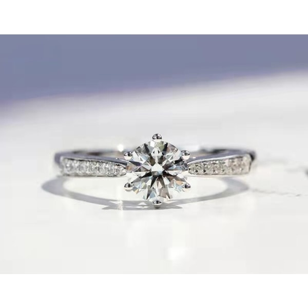 100% Real Certified Tibetan Silver 925 Ring Rund Brilliant 1 Carat Zirconia Diamant Bröllopsband Dam Present Smycken Tillbehör 11