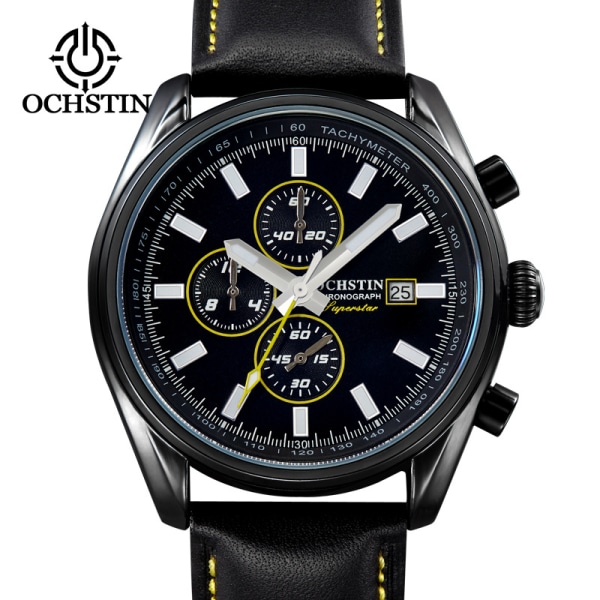 Herre Quartz-ur - Vattentät Kronograf Armbandsur LK732529184915 BlackShellBlackWithRedLetters