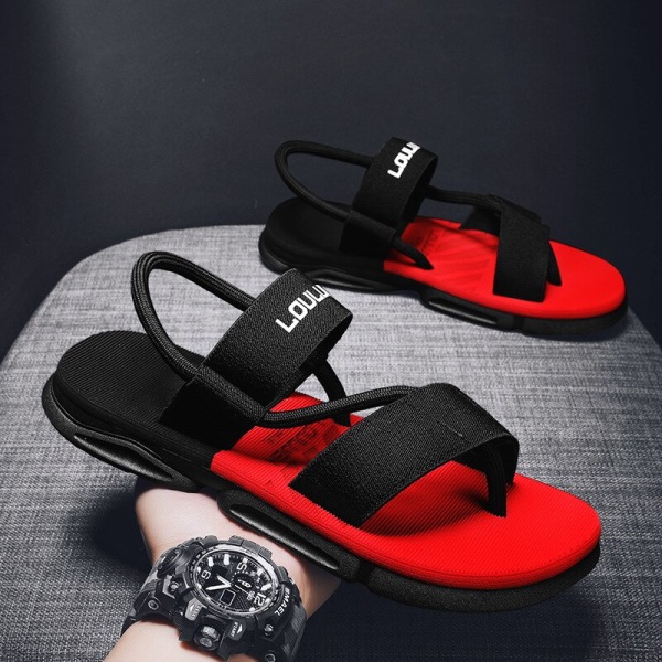 Nya tofflor och sandaler för män Dubbel användning sommar ytterkläder Höga elastiska elastiska band Business Edition Casual Trendiga strandskor dull grey 41
