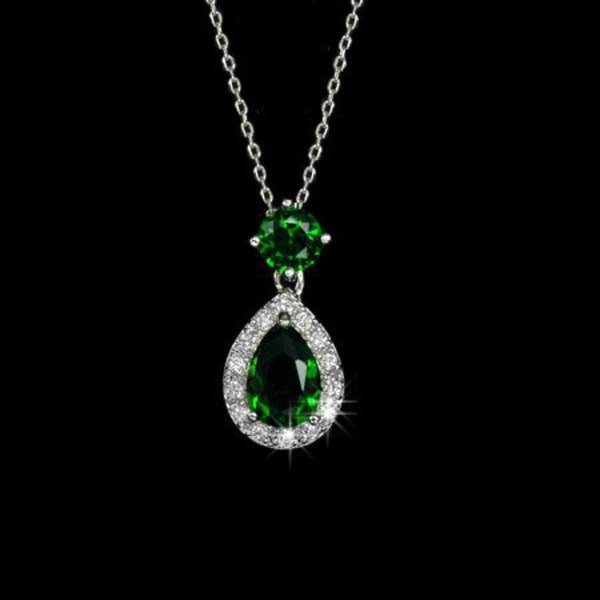 Kvinnans hängsmycke Halsband Nyckelbenskedja guldpläterad EmeraldT10c03
