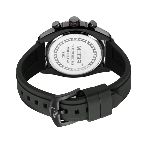 MEGIR Herrklockor Märke Lyx Sport Klocka Kvartsklocka Vattentät Luminous Kronograf Man Armbandsur Reloj Hombre 2209 Black