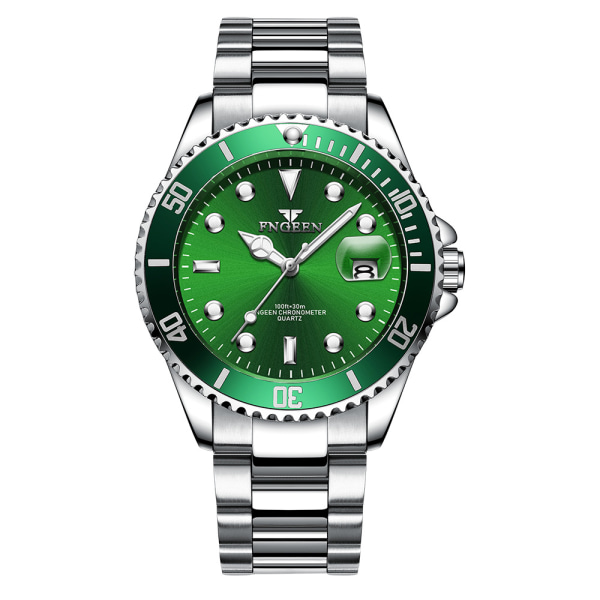 Fngeen Submariner Klocka Herr Klocka Dam Klocka Vattentät Elektronisk Klocka Par Quartz Klocka ()WhiteGreen