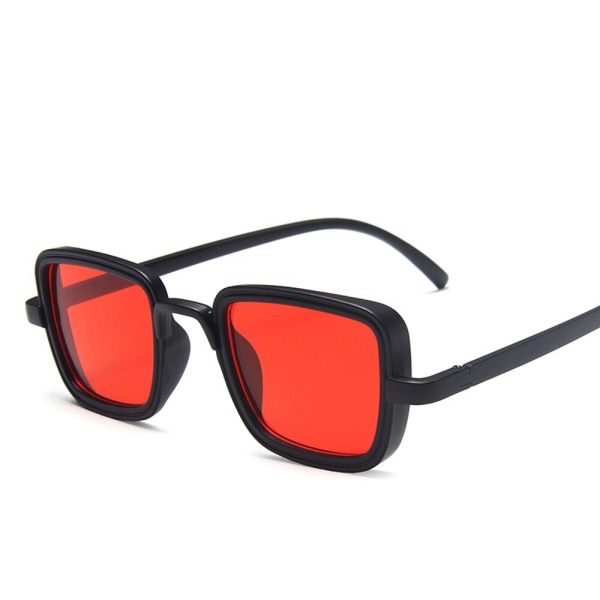 Trendiga Wide Bridge Retro Rock Punk Solglasögon Klassiska Små fyrkantiga Klarröda Solglasögon UV400 TransRed