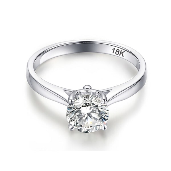 Klassisk Lyx 18K Vitguld Färg Ring Solitaire 2CT Zirconia Diamant Bröllopsring Modetillbehör Presentsmycken för kvinnor 4