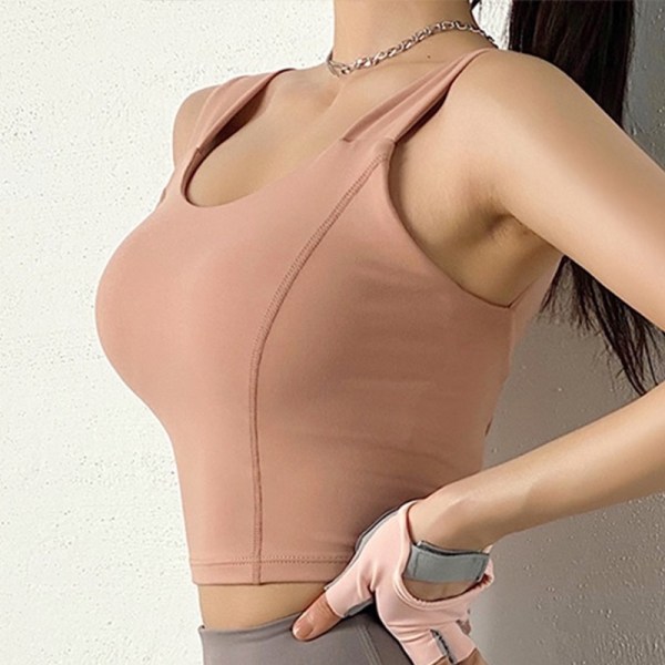 Cloud Hide Black Sports BH Kvinnor Fitness HOT Girl Underkläder Push Up Yoga Crop Top BH:r Solid Atletisk Väst Gym Shirt Sportkläder Pink Orange L