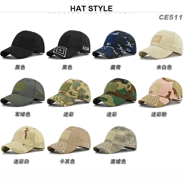 Camouflage Hat 511 Broderad Baseball Cap Army Camouflage Outdoor Tactics Jungle Hat 5.11 Kardborre Military Cap CustomizedStyle Adjustable