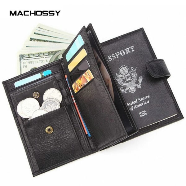 Plånbok i äkta läder Herrplånböcker Cover Hona Passkorthållare med stor kapacitet Myntväska Plånböcker för män Coffee