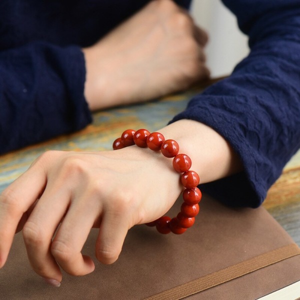 Äkta Natural Jade Armband Southern Red Agate Buddha Beads Armband För Herr Dam Certifierade Jades Accessoarer Smycken 10mm