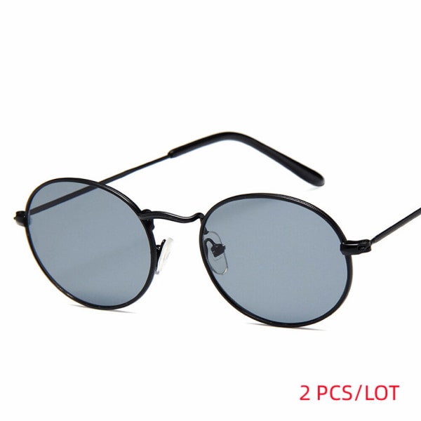 2023 ovala män solglasögon manliga glasögon dam lyxiga retro metall solglasögon vintage spegel UV400 Oculos De Sol BlackGray