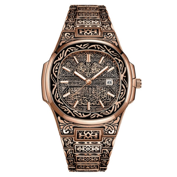 Herrmode watch med stålrem - Watch GoldenBlackFace