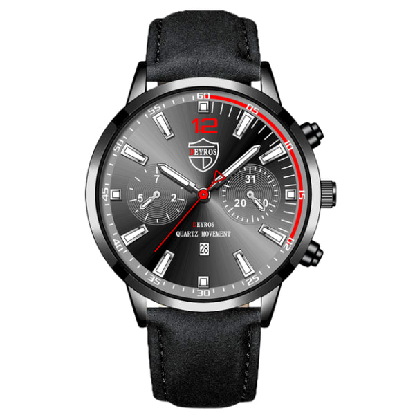 Herr Sport Mode Klockor Lyx Herr Business Rostfritt stål Quartz Watch Man Casual Luminous Clock LeatherBlackSilver