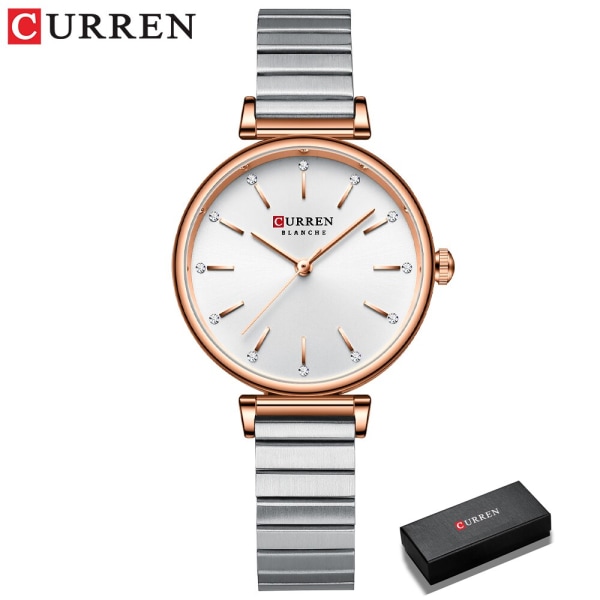 CURREN Guldklocka Watch Damklockor Creative Steel Damarmband Klockor Damklocka Relogio Feminino Montre Femme silver rose box