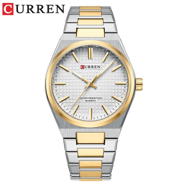 CURREN Watch för män Enkelt lysande handmode Lyxmärke Quartz Watch Casual Rostfritt stål Vattentät armbandsur golden silver