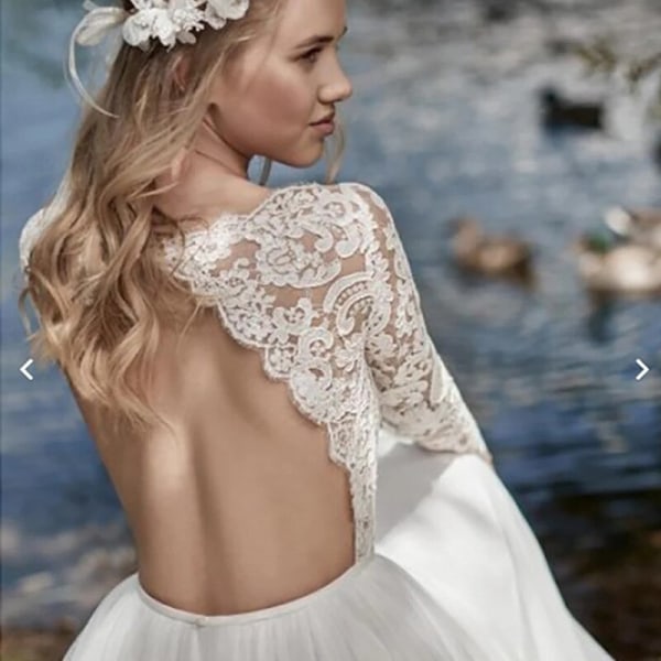 Boho vit djup o-ringad bröllopsklänning för kvinnor brudklänningar 2023 spets rygglös bohemisk vestido de noiva robe de mariée white 6