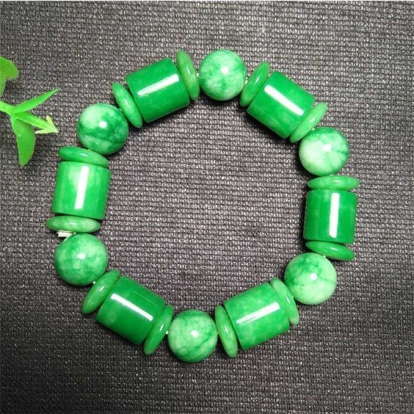 Äkta Naturligt Jade Armband Män Emerald Jades Sten Elastiska Pärlor Armband Jadeit Armband För Modesmycken för Herr Pink