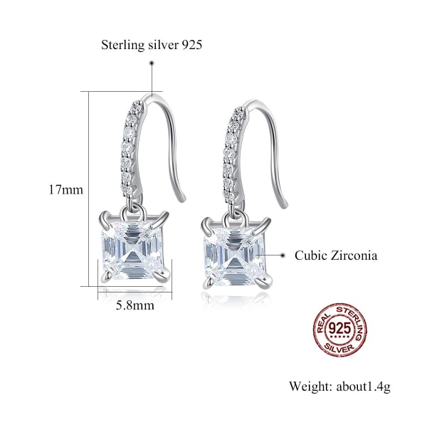 Fyrkantiga CZ droppörhängen för kvinnor Jubileums fina smycken Äkta 925 sterling silver örhängen Pendientes present SE20071805