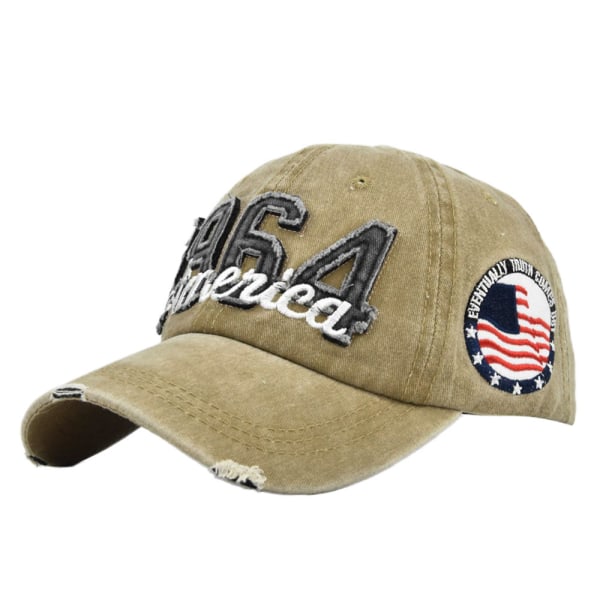 Tvättad cap 1964 tredimensionell broderad cap Distressed Peaked Cap Solhatt Hip Hop Mode Hatt Cb2694Khaki Adjustable