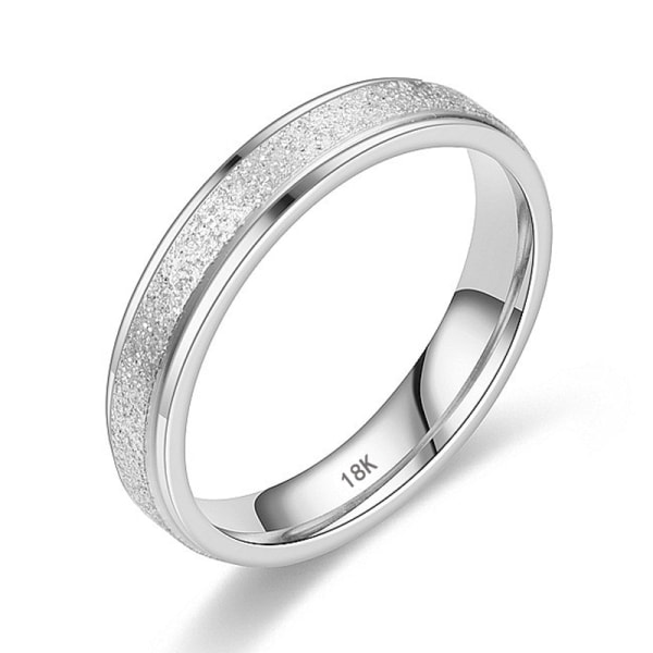 Högkvalitativ 4 mm enkel frostad ring Mode Never Fade Frostad gyllene ring present för män och kvinnor MSR18 18K White Gold US13