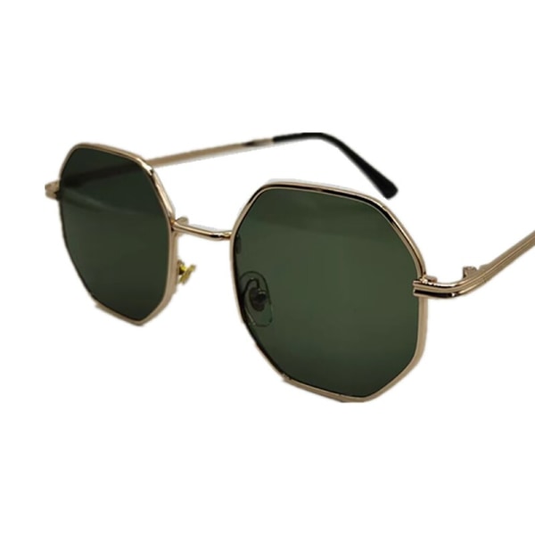 Nytt mode Lyx Delikat Fritidsmode Damsolglasögon Klassiska Retro Metall Multilaterala Solglasögon för män A-Blackish Green