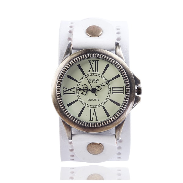 Herrmode watch med snyggt läderband - Watch White
