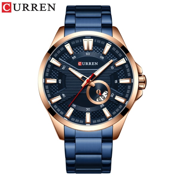 CURREN Minimalistisk watch för män Lyxigt mode rostfritt stål Vattentät watch Sport Casual Quartz Clock Relogio masculino blue