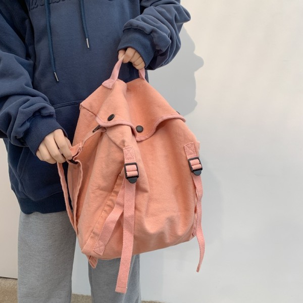 Crossbody-väska, ny japansk Harajuku-canvasväska för kvinnor, studentväska i koreansk stil Retro Casual Bärbar axelväska Pink