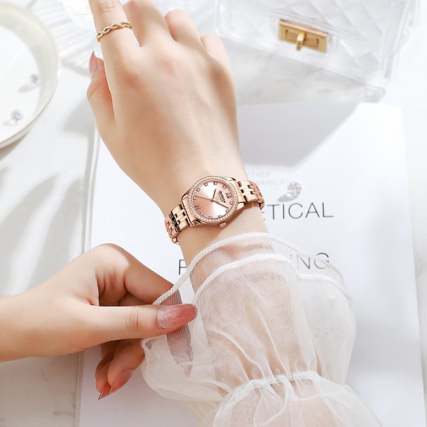 CURREN Märke Dammode Vattentät watch Quartz Armband i rostfritt stål Diamantmode Högkvalitets Watch Reloj Mujer rose pink