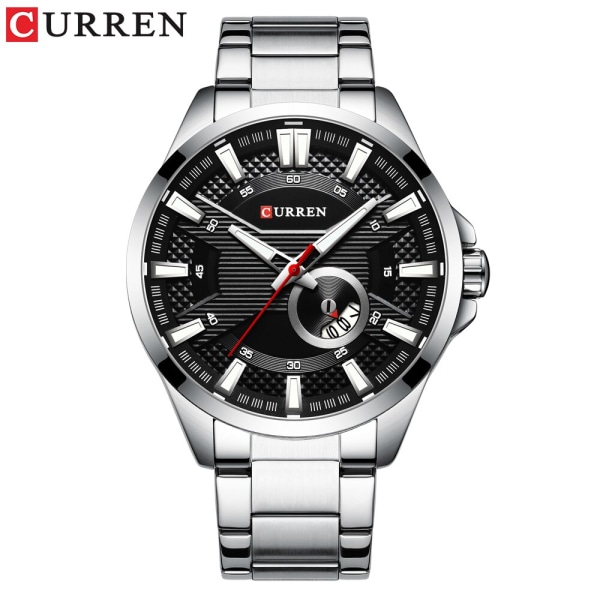 CURREN Minimalistisk watch för män Lyxigt mode rostfritt stål Vattentät watch Sport Casual Quartz Clock Relogio masculino silver black