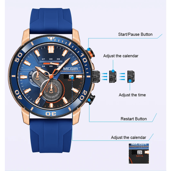 Lyxiga militära klockor för män Sport kvarts armbandsur vattentät silikonband manlig klocka kronograf med datum BlackYellow