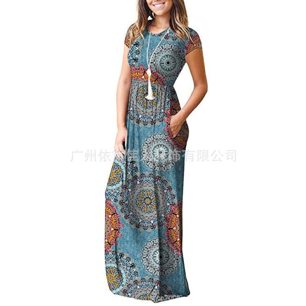 Kortärmade maxiklänningar för kvinnor light blue S