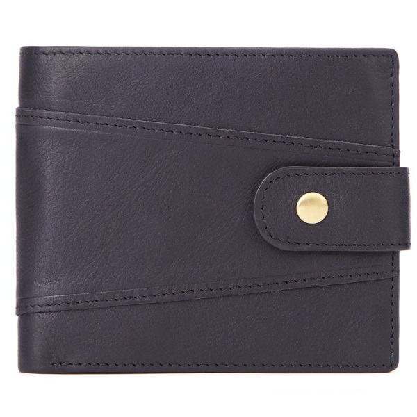 Plånbok i äkta läder för män Klassisk svart mjuk plånbok Myntficka Kreditkortshållare Vintage korta kortplånböcker med dragkedja Black